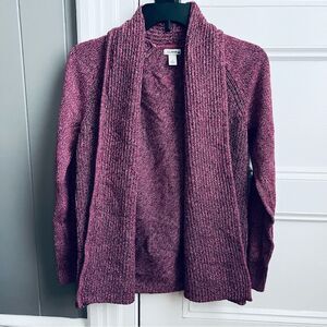 L.L.Bean Wine/Burgundy Open-Front Cardigan Sweater S